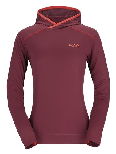 Rab Women's Force Hoody - Lightweight Long-Sleeve Hooded Baselayer Shirt for Hiking, Climbing, & Trail Running - Deep Heather - Small