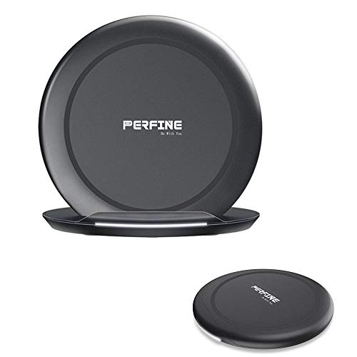 PERFINE 10W Qi Portátil Cargador Inalámbrico Rápida [Soporte & Tablet] para iPhone 11/11Pro/XS Max/XR/XS/8/8 Plus, Samsung Galaxy A50/A40/S20/S10/S9/S9+ /S8/S8+ etc