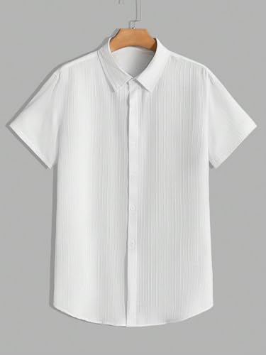 Image of Paralians Men's Regular Fit Solid Pattern Polyester Shirt with Half Sleeve Collar Neck Satandard Length and Button Down Closure Type