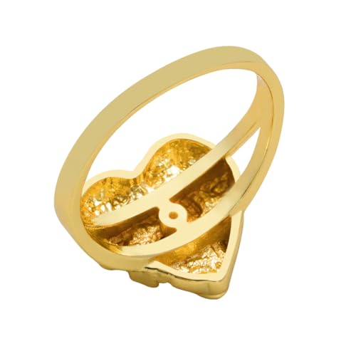 14k Gold Plated Brass Rough Textured Cookie Heart Shape Nugget Rings For Women/Men4