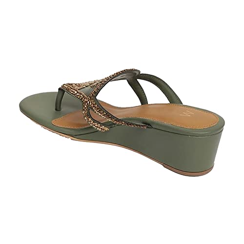 Image of W Women's Thong Strap Embroidered Open Wedge