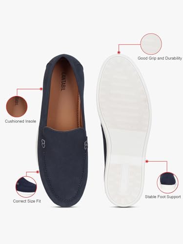 Image of Cantabil Casual Loafers Shoes for Men l Lightweight & Comfortable with Cushioned Insole PU Upper TPR Sole Lace-Up on Closure (P MFTW00139)