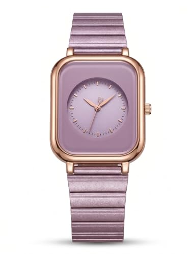 Image of Premium Rose Gold Square Analog Watch for Women & Girls | Stylish Stainless Steel Strap | Elegant Heart Second Hand | Trendy Ladies Wrist Watch under 500 | Square Case Design | Perfect for Casual | Affordable Fashion Watch for Girls