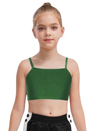 Kids Girls Spaghetti Strap Camisole Sports Bra Solid Color Crop Tank Top Athletic Cami Casual Underwear Top