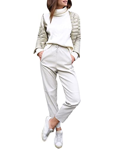 Pantalon en cuir ample et blanc pour un look d'hiver casual