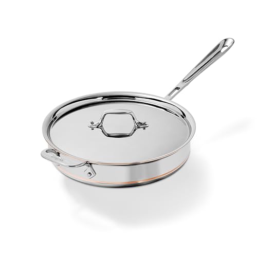 All-Clad Copper Core 5-Ply Stainless Steel Sauté Pan with Steel Lid 3 Quart Induction Oven Broiler Safe 600F Pots and Pans, Cookware Silver by All-Clad - Used condition - US$249.99