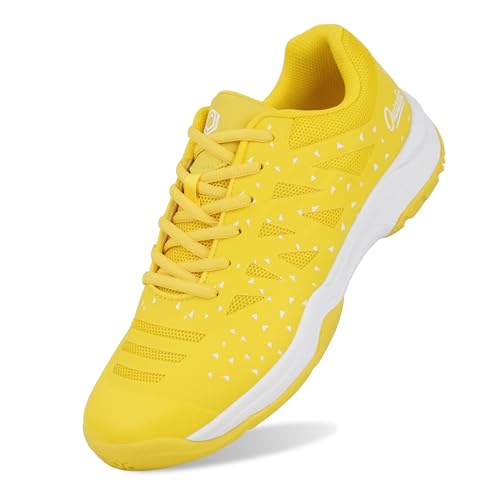 ousadia Men Athletic Tennis Shoes Badminton Sneakers Gym Sports Shoes (11, Yellow)