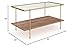Nathan James Asher Mid-Century Rectangle Coffee Table Glass Top and Rustic Oak Storage Shelf with Sleek Brass Metal Legs, Gold
