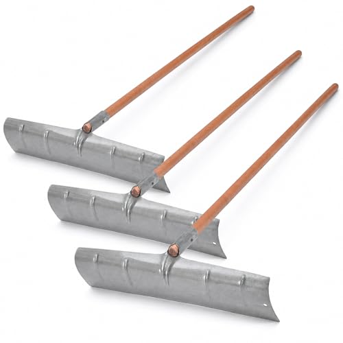 MorningRo 3 Pack 60 Inch Concrete Placer with 22 Inch Wide Steel Rake Head and Removable Wood Handle Concrete Rake Spreading Leveling Tool for Building Construction (Silver)