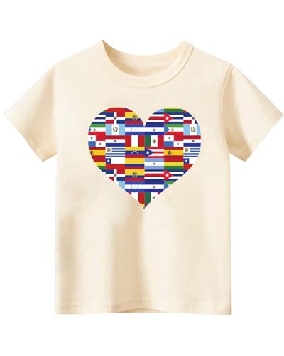 Kids Hispanic Heritage Month Shirt, Toddler Boys Girls Latino Countries Hispanic Flag T-Shirt Celebrate Gifts Tee Tops 2-8Y