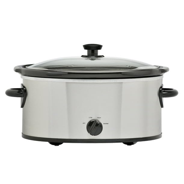 6 Quart Oval Slow Cooker, Stainless Steel Finish, Glass Lid, Model # MS54100112168S, Perfect For Slow-Cooking Meats, Three Temperature Settings - Low, High, And Warm