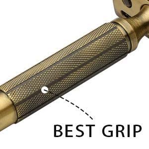 Pearl Shaving Double Edge Close Comb Safety Razor for Men (Antique Brass) - Reusable Eco Freindly DE Metal Razor | Premium Single Blade Razors for Men | Classic & Traditional Shaving Kit for Men |Men's Safety Shaving Razor for Father's Day Gift