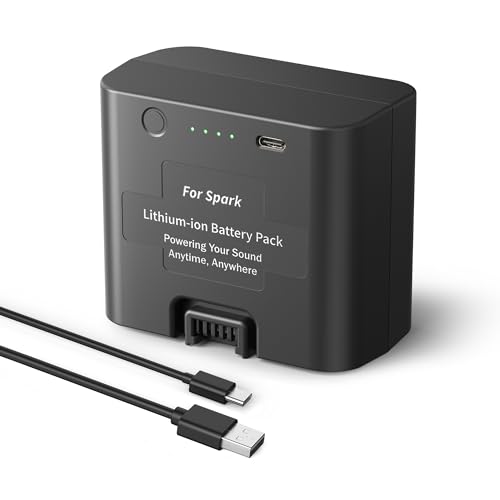 E EGOWAY 6000mAh Rechargeable Spark Battery Pack for Positive Grid Spark Live Smart Guitar Amp, Featuring USB-C Port and Smart Power Indicator