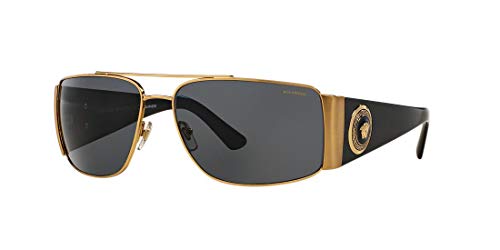 Versace Man Sunglasses, Gold Lenses Metal Frame, 63mm, Gold, Size 15.0