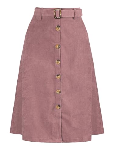 Jupe midi en velours côtelé rose pour femme grande taille 3XL