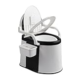 VINGLI Portable Toilet | Back & Handrail Design Commode with 5 Gallon Bucket Inner, Camping RV Toilet for Adult, Kids, Home, Boat, Van, Travel, Black