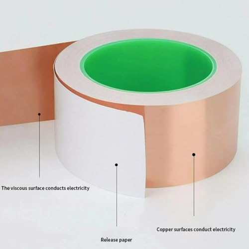 Image of Pure Copper Tape with Double-Sided Conductive Adhesive for Guitar, EMI Shielding, Crafts, Electrical Repairs and Grounding（2inchX 66 ft）