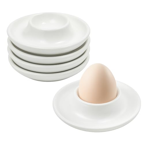LPEPLL Ceramic Egg Cups Set of 4, Ceramic Egg Holders with Base, Boiled Egg Stand Plates for Breakfast and Brunch, Dishwasher Safe, Ideal for Easter and Home Dining