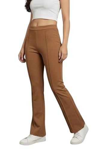 Women's Stretchable Flared Bootcut Pants | High Waist Slim Fit Tr...
