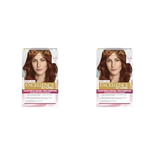 L'Oreal Paris Excellence Creme Tinte, Tono 6.46 Rubio Oscuro Cobrizo Caoba, 1 Unidad (Paquete de 2)