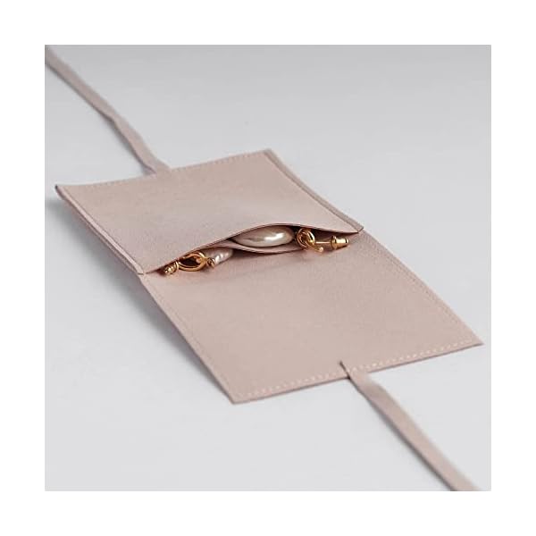 PandaSew Bolsa de joyería de microfibra de lujo de 8 x 8 cm, estilo sobre de regalo con cuerdas y divisor, 4 colores… - Imagen 5