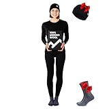 Merino.tech Merino Wool Base Layer Women Set - Midweight Merino Wool Underwear Women Top, Bottom (Black Oil, Small)