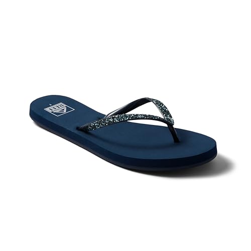 Reef Stargazer Womens Beach Flip Flop, Super Lightweight and Soft Footbed, Thin Glitter Strap, Mermaid, 103