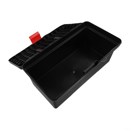 Cassetta degli attrezzi da 35,5 cm in plastica con fibbia di bloccaggio in ABS per utensili elettrici, conservazione sicura con comoda maniglia per il trasporto