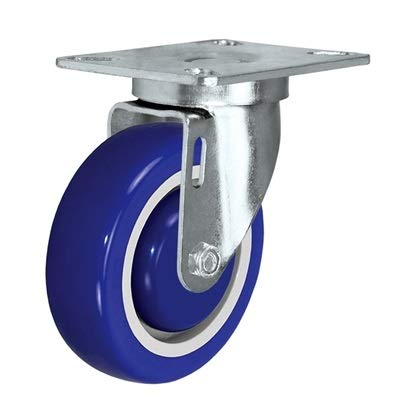 CasterHQ - 5" X 1-1/4" Swivel Caster | Blue Polyurethane ON POLYOLEFIN CORE Wheel | 325 LBS Capacity | Plate Size: 3-1/8" X 4-1/8"