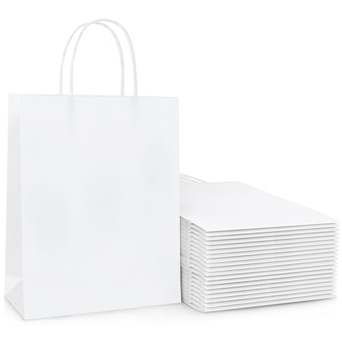 20 Pcs Large White Paper Bags