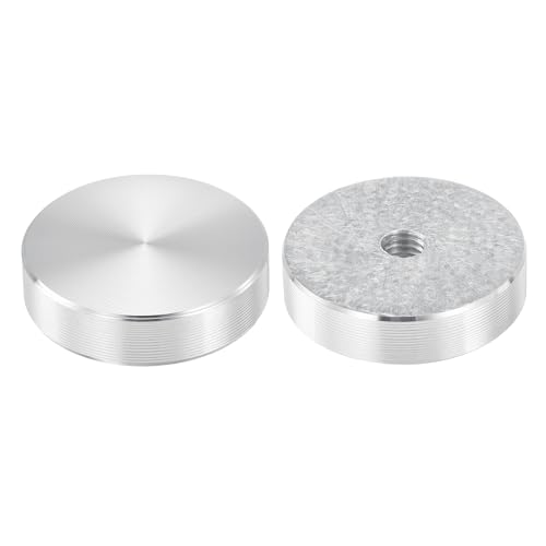QUARKZMAN M6 Gewinde 30mm Durchmesser Runde Form Aluminium Scheibe Hardware 2 Stück, Aluminium Kreis Scheibe Glasplatte Adapter für Glastisch, Silber