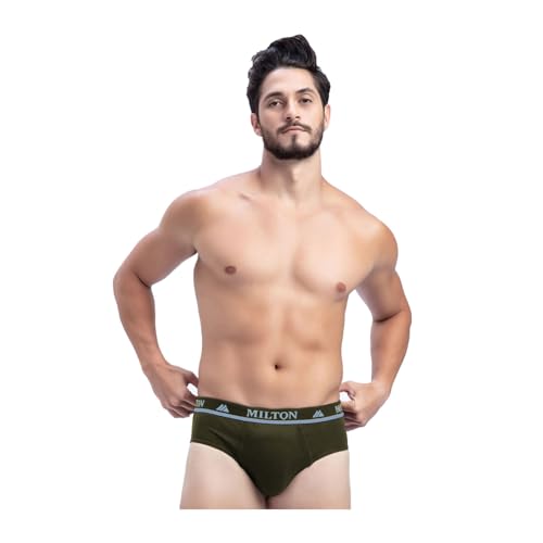 Image of Milton Mens Pure Cotton Solid Briefs|Soft Breathable Underwear for Men|Outer Elastic Comfort Fit Waistband|Skin-Friendly Essentials|Multi-Color, Color Name May Vary as per Availability|Pack of 2