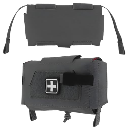 rabuu Botiquín De Primeros Auxilios Compacto, Bolsa Táctica De Nailon For Airsoft, Cosplay Y Actividades En Equipo. Compatible con MOLLE, 17 X 4,3 X 9 Cm.(WG)