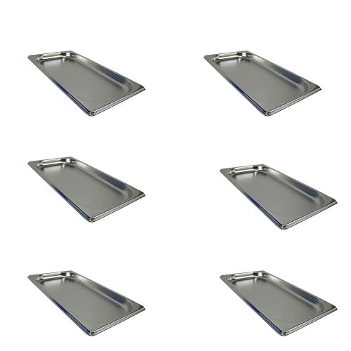 AcMax 6 contenitori per gas GN 1/3, in acciaio inox, 0,75 litri, profondità 20 mm, Gastronorm