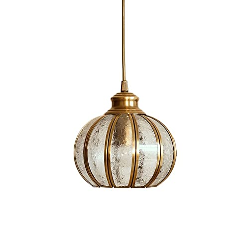 Lampe suspendue E27 en cuivre H65 pour escalier et grand luminaire couloir