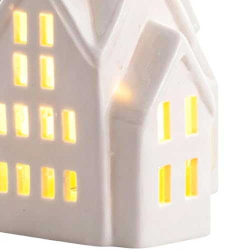 Casas de Navidad con luz LED de escritorio para decoración de mesa interior 8