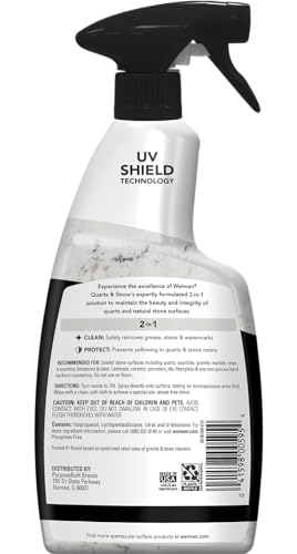 Weiman Quartz Countertop Cleaner and Polish - Clean and Shine Your Granite, Marble Countertops, Kitchen Island, and Stone Surfaces with UV Anti-Fade Protection, Citrus, 24 Ounce with Microfiber Cloth