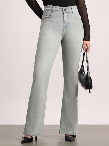 Image of Urbano Fashion Women's Mid Rise Bootcut Washed Jeans Stretchable