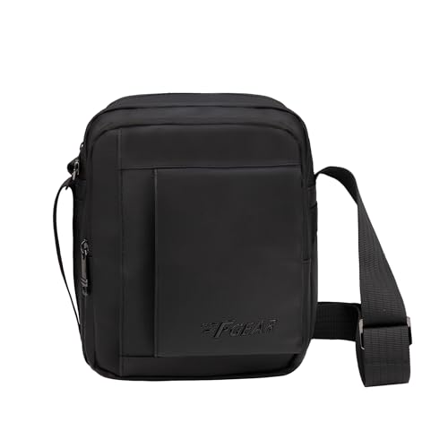 Image of F Gear Hamburg Black 5L Crossbody Sling Bag | Soft-Touch Premium Fabric, 2 Compartment Design, 3 Pockets, Lightweight, Ideal for Work, College, Daily Commute & Travel