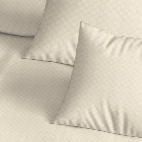 Image of Trance Home Linen 300TC 100% Cotton Jacquard Checks Pillow Covers | Set of 2 Pillow Cases |Standard Size (18 x 28 inch, Pearl)