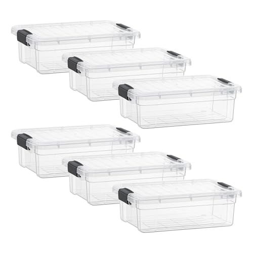 Image of Superio 2.3 Quart Clear Plastic Storage Containers with Lids, Stackable Organizer Bins, BPA-Free Storage Boxes for Home, Office, Dorm & Classroom, 6 Pack