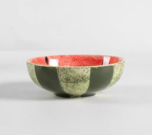 yakedoworks 和食器 釉下彩 スイカデザイン どんぶり 茶碗 ボウル コップ 手描き 陶器 アート風 かわいい おしゃれ カフェ風 食器 テーブルウェア 電子レンジ 食洗機 オーブン 消毒キャビネット対応 ギフト プレゼント (2.ご飯茶碗(小)