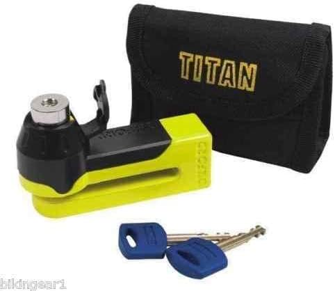Oxford Products OX795 OF51 Security Bicycle Motorbike Motorcycle Pouch Reminder, Titan Disc-Lock Yellow + 1.5M Cable