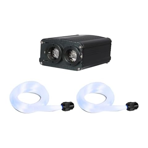 GIDERWEL Twinkle RGBW Fiber Optic Light Engine Driver Dual Port with 600pcs 6.5ft 0.03in(0.75mm) Fiber Optic Cables,Bluetooth APP/Music Activted/RF Remote Control Color Changing Starlight Headliner Cover