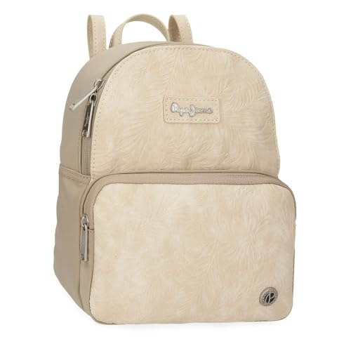 Pepe Jeans Jana, zaini casual, borse da viaggio, blu e beige, realizzati in poliestere e con dettagli in pelle sintetica, di Joumma Bags