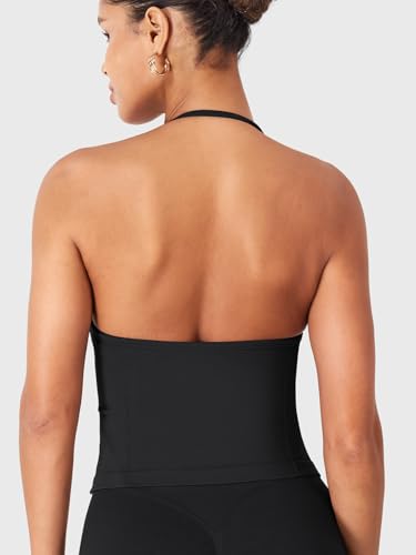 YEOREO SoftHue Impact Longline Strappy Top Women's Halter Workout Tank Tops Backless Gym Longline with Adjustable Strap4