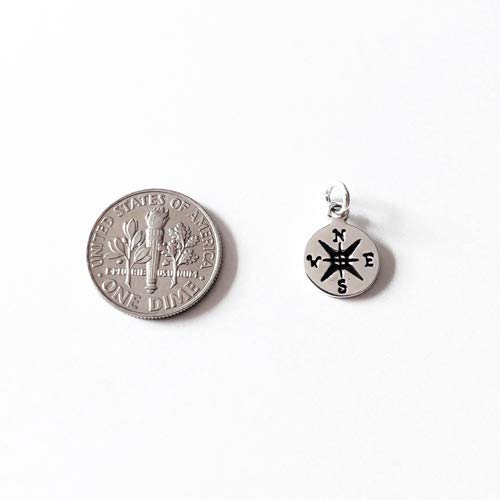 Sterling Silver Tiny Compass Charm Necklace, 18"