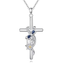 VONALA Dragonfly Necklace for Women 925 Sterling Silver Infinity Dasiy Cross Necklace Dragonfly Jewelry Gifts for Her