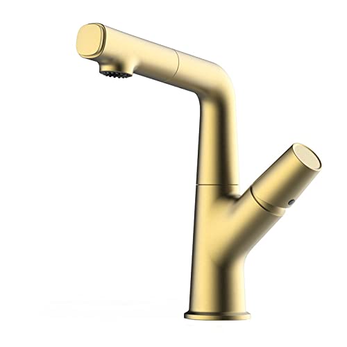 Robinet d'évier extractible noir et or au design minimaliste et finitions de haute précision