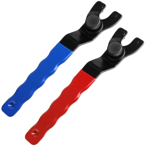 JIAKAI 2pc-Adjustable Pin Spanner Wrench Angle Grinder Wrench Spanner Spanner Wrench for Grinder(Blue+Red)